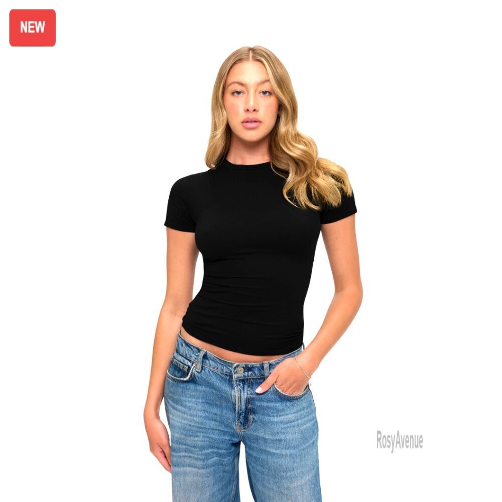 Super Soft Stretch Y2K Crop Top Short Sleeve Baby Tee